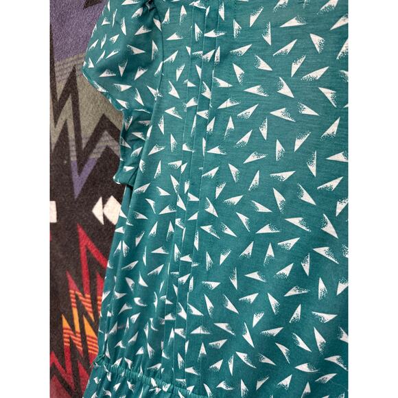 Vintage 80s Darian Women Teal 10 Dress Professional Modest Geometric Quirky - Picture 4 of 6
